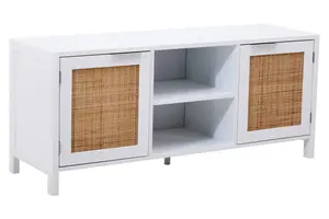 Interiors by Premier Functional White Wood Media Unit, Multi Pupose Sideboard Media Unit, Optimal Dimensions TV Cabinets