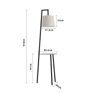 150CM E27 Base Metal Tray Table Linen Lampshade  Floor Lamp Floor Light with Foot Switch