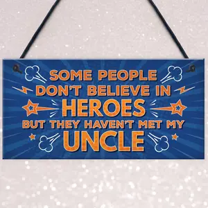 Red Ocean Uncle Is My Hero Novelty Birthday Christmas Family Gift Hanging Plaque Thank You Gift For Uncle Keepsake