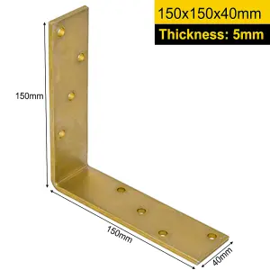 Pack of 10 - Heavy Duty Yellow Galvanised 5mm Thick Construction Angle Brackets - Corner Braces - Corner Brackets 150x150x40mm