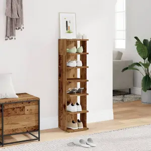 Berkfield Shoe Cabinet Old Wood 28x27x102 cm Engineered Wood