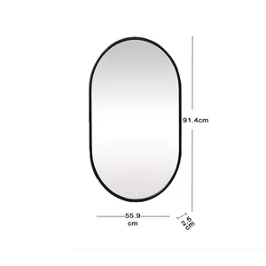 Chaya Metal Flat Wall Mirror Matte Black / 91.4cm H x 55.9cm W