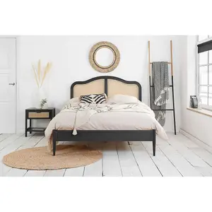 Birlea Leonie King Rattan Bed Black