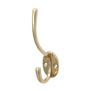 Timco - Hat & Coat Hook - Polished Brass (Size 125 x 32mm - 1 Each)