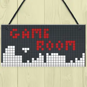 Red Ocean Game Room Sign Retro Gaming Sign Hanging Plaque For Boys Bedroom Man Cave Son Dad Gift