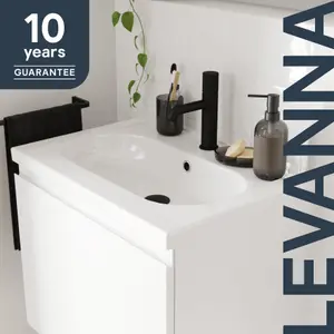 GoodHome Levanna Gloss White Rectangular Vanity Basin (W)60.6cm