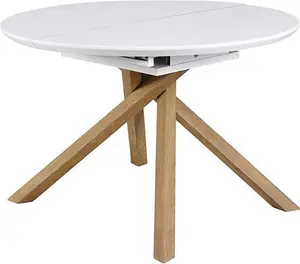 Grenchen Extending Round Dining Table White High Gloss, Modern 4 - 6 Seater Round To Oval Modern - Daals - Dining Tables