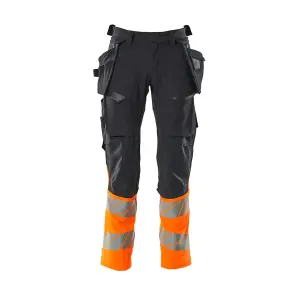 Mascot Accelerate Safe Trousers with Holster Pockets - Dark Navy/Hi-Vis Orange   (33.5) (Leg Length - Long)