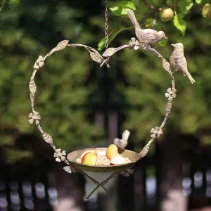 Vintage Hanging Heart Facing Garden Bird Feeder Bird Dish