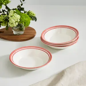 Potter's Stripe Set Of 4 Soup Plates (Set of 4) Red