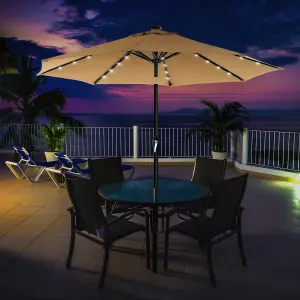 2.7 m Garden Parasol Umbrella with LED Lights Without Base UPF 50+ Outdoor