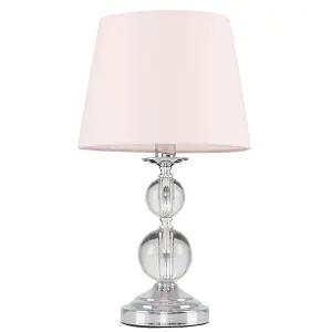 ValueLights Gatto Modern Polished Chrome and Acrylic Ball Touch Table Lamp with Pink Light Shade