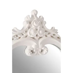 Interiors by Premier Antique White Rose Crest Wall Mirror