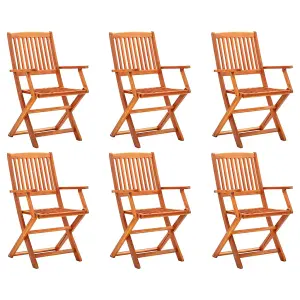 Berkfield Folding Garden Chairs 6 pcs Solid Eucalyptus Wood