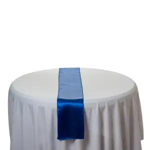 Neel Blue 11x 108 Inch Plain Satin Silk Table Runner, Royal Blue