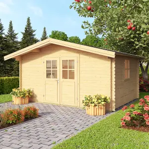 Lasita Osland Donau 28mm Log Cabin - 3.8m x 2.8m - Apex Roof Garden Building