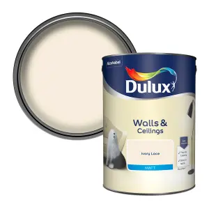 Dulux Walls & ceilings Ivory lace Matt Emulsion paint, 5L