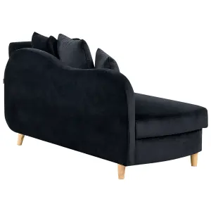 Right Hand Velvet Chaise Lounge with Storage Black MERI II