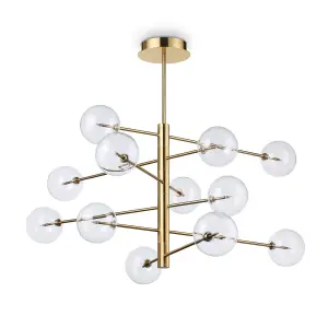 Luminosa Equinoxe 12 Light Multi Arm Ceiling Pendant Light Antique Brass