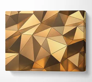 Gold Geometric Triangles Shining Canvas Print Wall Art - Medium 20 x 32 Inches