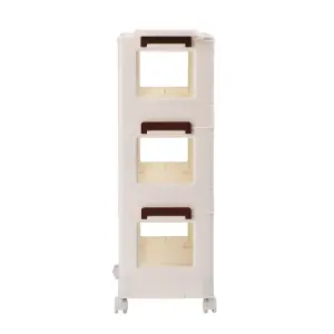 3 Tiers Foldable Kitchen Bathroom Storage Shelf Slim Trolley Cart