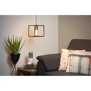 Lucide Ruben Modern Cube Pendant Light - 1xE27 - Black