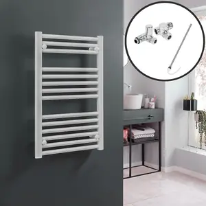 Bray Dual Fuel Heated Towel Rail, Straight, White - W400 x H800 mm