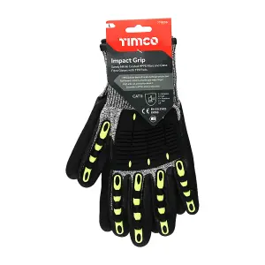 Timco - Impact Cut Glove - Sandy Nitrile Coated HPPE Fibre and Glass Fibre Gloves with TPR Pads (Size Large - 1 Each)