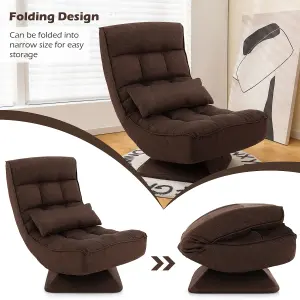 Costway Folding Floor Gaming Chair Swivel Lazy Padded Lounge Chair 4-Position Adjustable