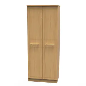 Norfolk 2 Door Wardrobe with Shelf & Hanging Rail in Modern Oak (Ready Assembled)