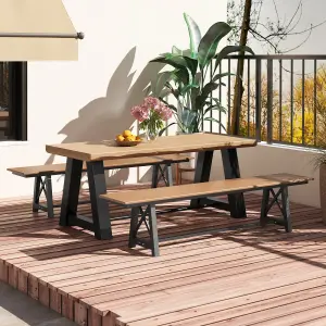 Costway Patio 183cm Extra Long Bench Outdoor Weatherproof Long Chair for 4