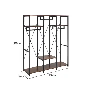 Large Freestanding Heavy Duty Garment Clothing Rack with Storage Shelves for Living Room Bedroom