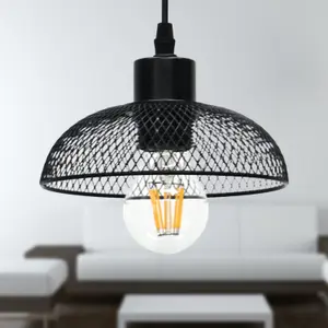 First Choice Lighting Set of 2 Cassidy Small Black Mesh Easy Fit Metal Pendant Shades