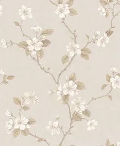 Galerie Palazzo Cream Dogwood Floral Embossed Wallpaper