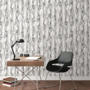 Galerie Organic Textures Black Grey Chinchilla Fur Textured Wallpaper