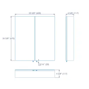 Croydex Finchley Double Bathroom Wall cabinet With 2 mirror doors (H)690mm (W)600mm