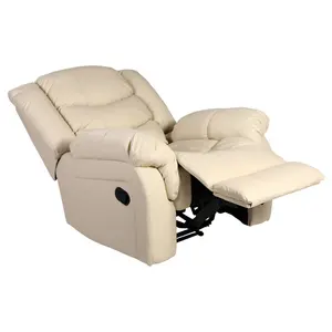 Seattle Manual Recliner Armchair Sofa Home Lounge Bonded Leather Chair (Cream)