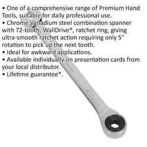 6mm Chrome Vanadium Ratchet Spanner with 72 Tooth Mechanism