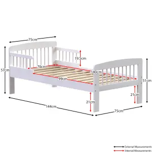 Junior Vida Scorpio White Toddler Bed Frame, 140 x 70cm