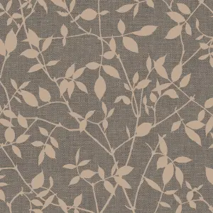 Boutique Brown Metallic effect Leaves Textured Wallpaper Sample