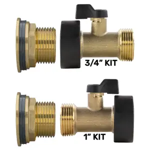 Water Butt Replacement Tap BRASS Metal Lever UK Bib Outlet Barb Quick Hosepipes  Water butt adaptor 3/4" Brass valve 1"