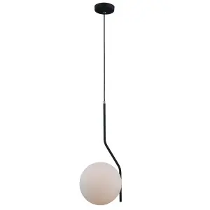 Luminosa Modern Hanging Pendant Satin Black 1 Light  with White Shade, E27