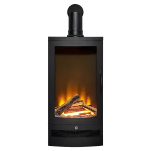 Acantha Horizon Electric Stove with Angled Stove Pipe in Black