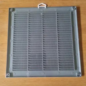 Silver Louvred Wall Vent Grille with Flyscreen and Screw Covers, 300 x 300 mm, Air Ventilation Duct Cover with Flat Back