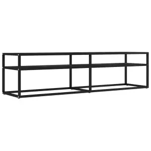 Berkfield TV Cabinet Black Marble 160x40x40.5 cm Tempered Glass