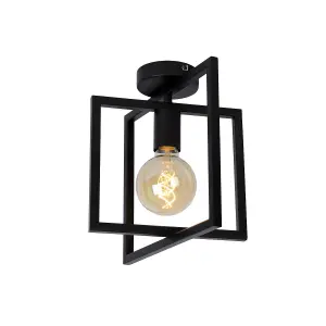 Lucide Luuk Modern Flush Ceiling Light - 1xE27 - Black