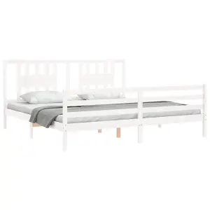 Berkfield Bed Frame with Headboard White 200x200 cm Solid Wood