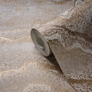 Stories Of Life Quartz Marble Beige & Gold Wallpaper 39659-2