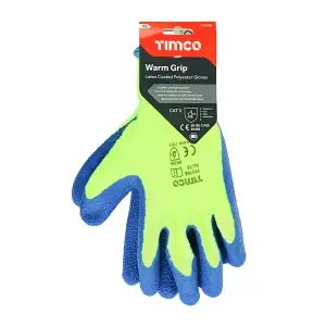 Timco - Warm Grip Gloves - Crinkle Latex Coated Polyester (Size X Large - 1 Each)