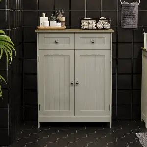 Bath Vida Priano Grey 2 Drawer 2 Door Freestanding Bathroom Cabinet